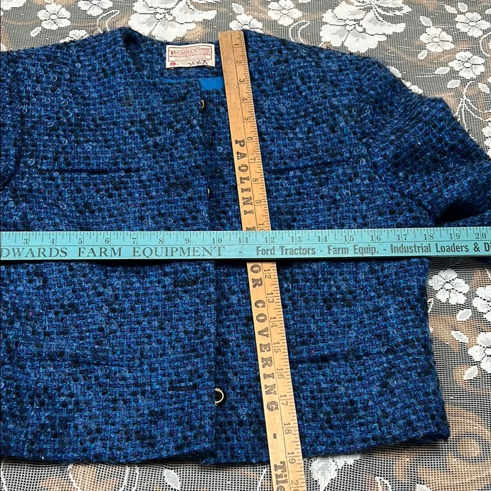 Vtg Pendleton Button Tweed Jacket 100% Wool USA Blue Navy Women’s